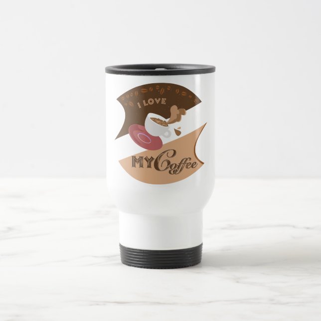 I Love My Coffee Retro Java Travel Mug (Center)