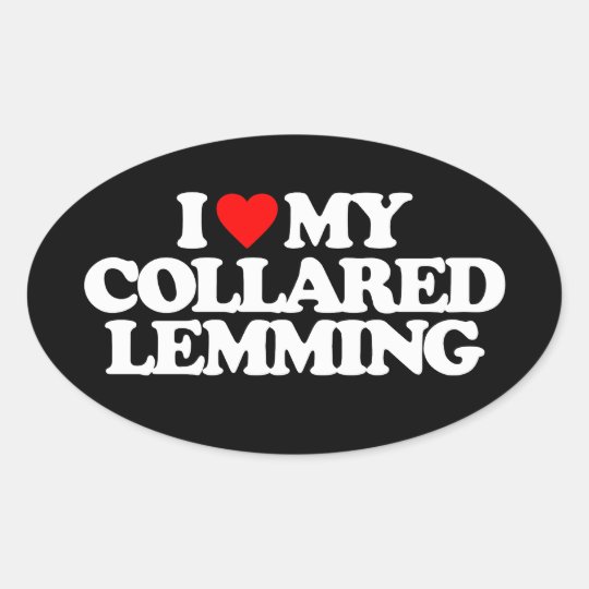 I LOVE MY COLLARED LEMMING OVAL STICKER