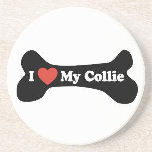 I Love My Collie - Dog Bone Coaster
