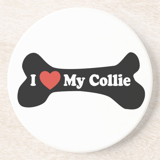 I Love My Collie - Dog Bone Coaster (Front)