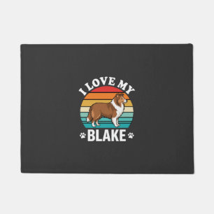I Love My Collie Dog Retro Sunset Doormat