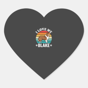 I Love My Collie Dog Retro Sunset Heart Sticker