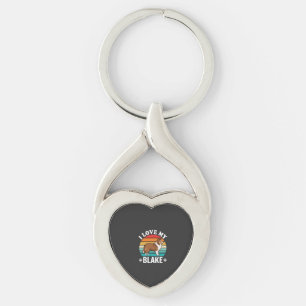 I Love My Collie Dog Retro Sunset Key Ring
