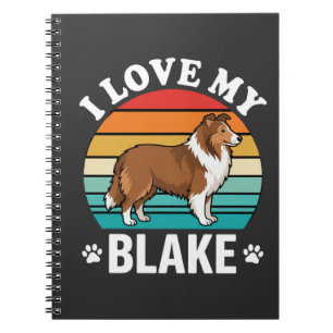 I Love My Collie Dog Retro Sunset Notebook