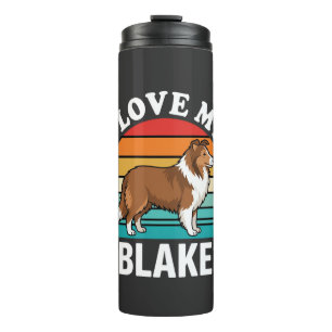 I Love My Collie Dog Retro Sunset Thermal Tumbler