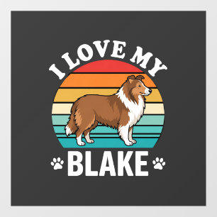 I Love My Collie Dog Retro Sunset Window Cling