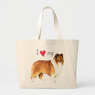 I Love my Collie Large Tote Bag