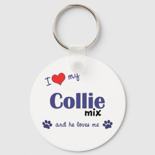 I Love My Collie Mix (Male Dog) Key Ring