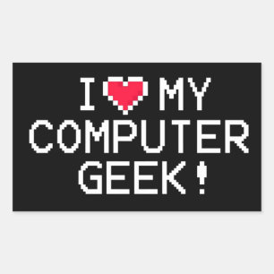 I Love My Computer Geek Rectangular Sticker
