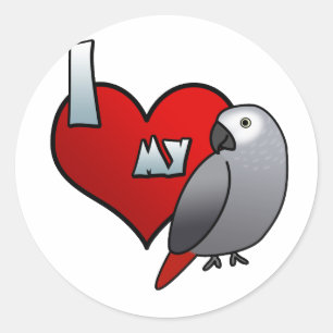 I Love my Congo African Grey Stickers