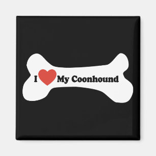 I Love My Coonhound - Dog Bone Magnet