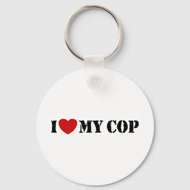 I Love My Cop Key Ring (Front)