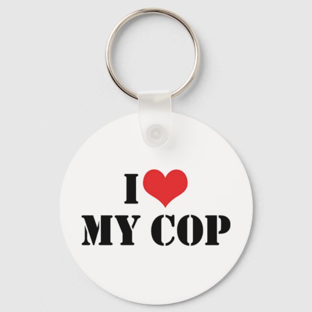 I Love My Cop Keychain (Front)
