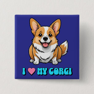 I Love My Corgi 15 Cm Square Badge