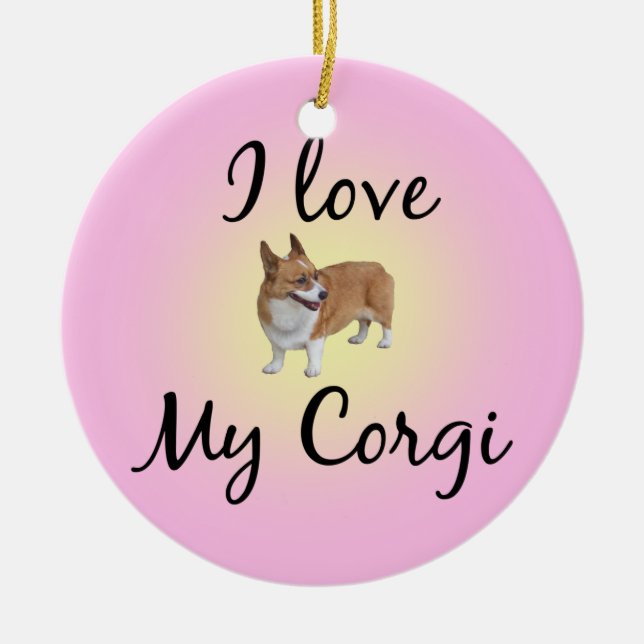 I Love My Corgi Ceramic Tree Decoration (Front)