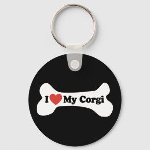 I Love My Corgi - Dog Bone Key Ring