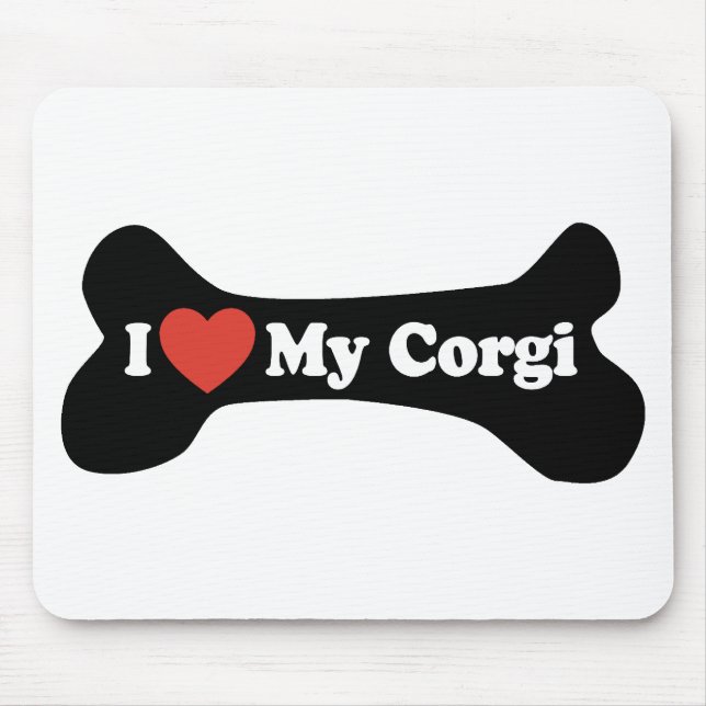 I Love My Corgi - Dog Bone Mouse Mat (Front)