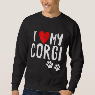 I Love My Corgi Dog Paws And Craft Red Heart Sweatshirt