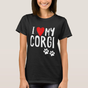 I Love My Corgi Dog Paws And Craft Red Heart T-Shirt