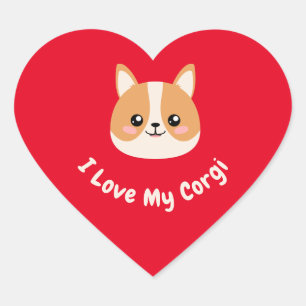 I love My Corgi Heart Sticker