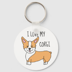 I Love My Corgi Key Ring