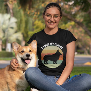 I Love My Corgi Retro Sunset T-Shirt