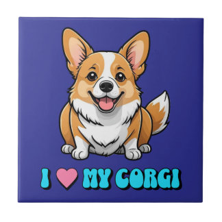 I Love My Corgi Tile
