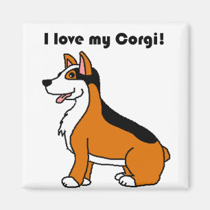 I Love My Corgi Tri-Colour Cartoon Magnet