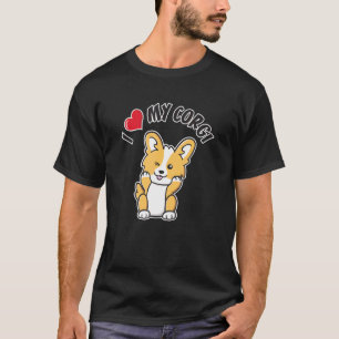 I Love My Corgi Winking Puppy Dog With A Big Heart T-Shirt