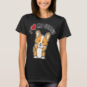 I Love My Corgi Winking Puppy Dog with a Big Heart T-Shirt