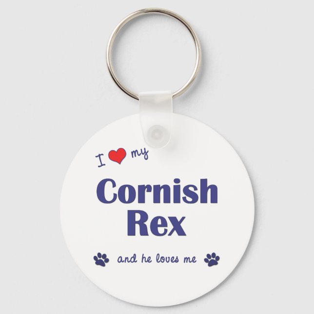 I Love My Cornish Rex (Male Cat) Key Ring (Front)