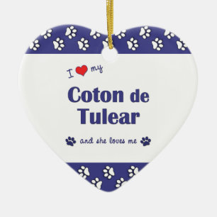 I Love My Coton de Tulear (Female Dog) Ceramic Tree Decoration