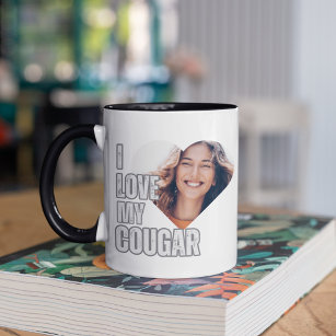 I Love My Cougar Girlfriend Boyfriend Gift  Two-Tone Coffee Mug