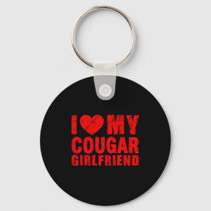 I Love My Cougar Girlfriend Heart Valentine Couple Key Ring