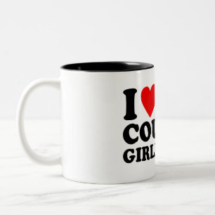 I Love My Cougar Girlfriend -Text Design Two-Tone Coffee Mug