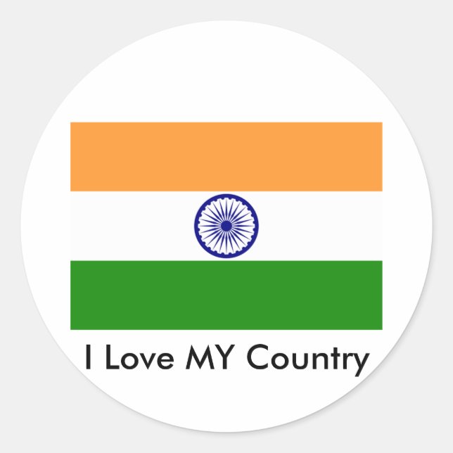 I Love MY Country India Classic Round Sticker (Front)