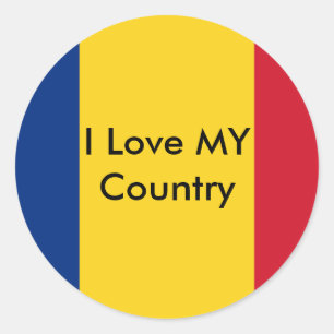I Love MY Country Romania Flag The MUSEUM Zazzle Classic Round Sticker