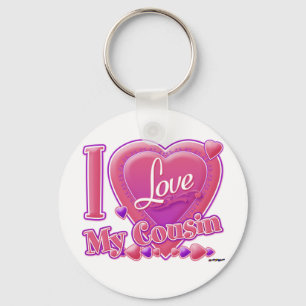 I Love My Cousin pink/purple - heart Key Ring