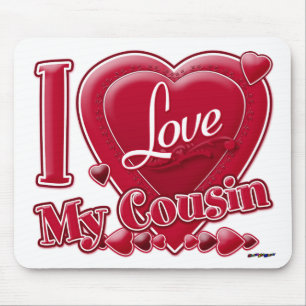 I Love My Cousin red - heart Mouse Mat