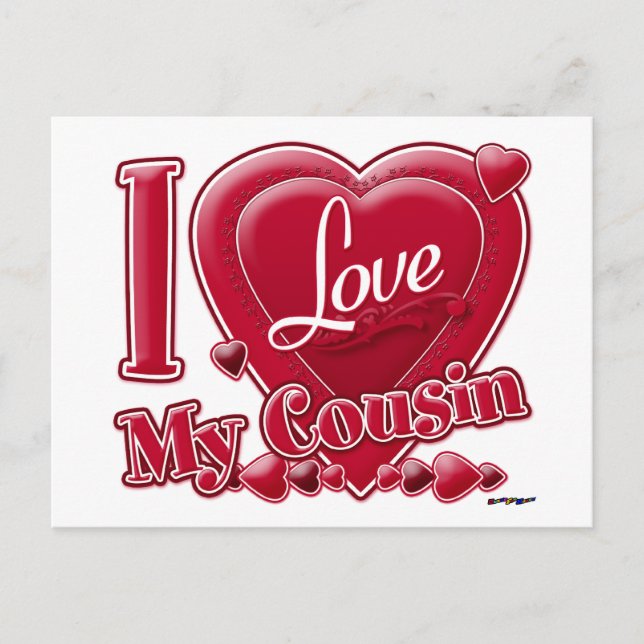 I Love My Cousin red - heart Postcard (Front)
