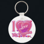 I Love My Cousins pink/purple - heart Key Ring<br><div class="desc">I Love My Cousins pink/purple - heart</div>