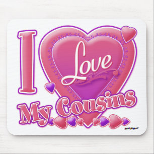 I Love My Cousins pink/purple - heart Mouse Mat