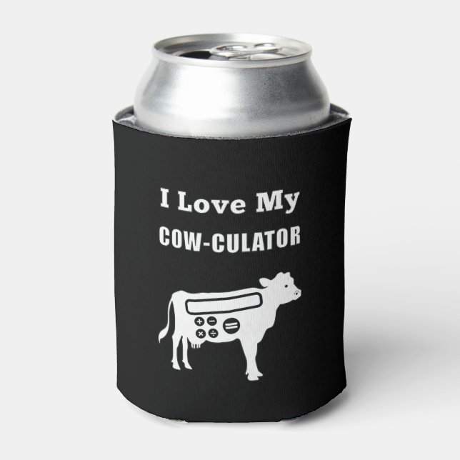 I Love My Cow-culator Funny Math Calculator Pun Can Cooler (Can Front)