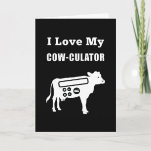 I Love My Cow-culator Funny Math Calculator Pun Card