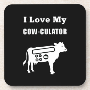I Love My Cow-culator Funny Math Calculator Pun Coaster