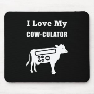 I Love My Cow-culator Funny Math Calculator Pun Mouse Mat