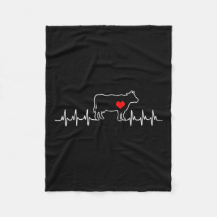 I Love My Cow Valve Ekg Heartbeat Heart Patient Fleece Blanket