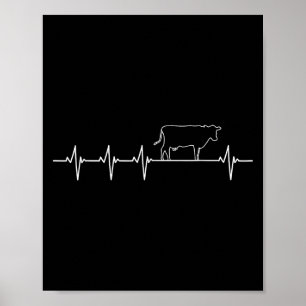 I Love My Cow Valve Ekg Heartbeat Heart Patient Poster