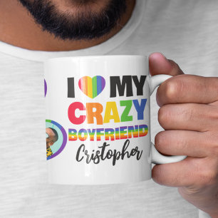 I love my crazy boyfriend 2 photo lgbtq+ rainbow coffee mug