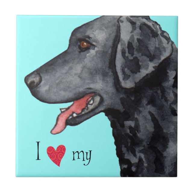 I Love my Curly-Coated Retriever Tile (Front)